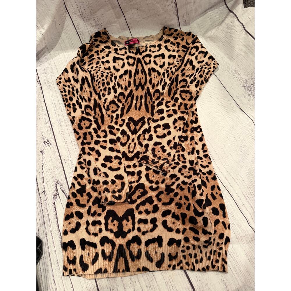 Say What? Leopard Print Sweater  Dress Size S